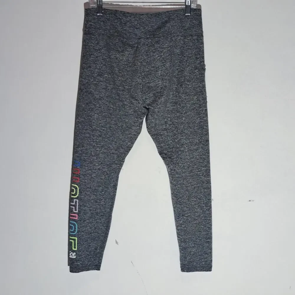 Justice Active Girl's Plus 20/22 Gray Logo Leggings - Picture 2 of 6